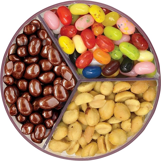 Handy Gourmet The Original Polystyrene Triple Candy Machine - Fun Candy & Nut Dispenser - New & Improved (Red) - 360 Degree and 3 Compartments