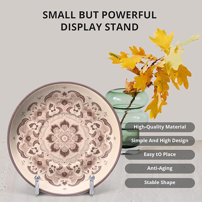 3 Pack 4.5inch YCLYC Picture Stands for Display, Silver Metal Plate Stands for Display - Decorative Plate Stand, Plate Holder Display Stand, Picture Frame Stand - Plate Display Stands for Picture Stand