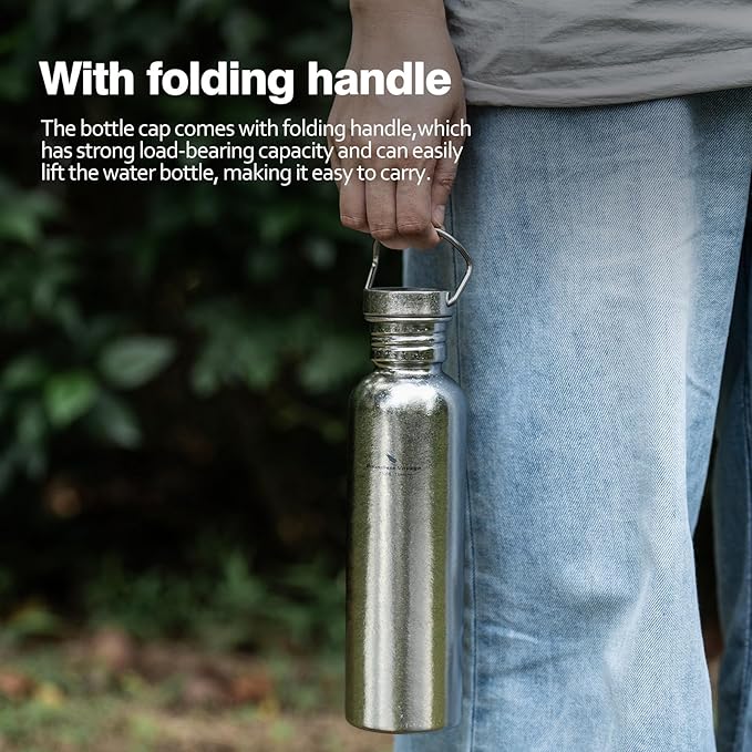 Boundless Voyage Titanium Water Bottle with Lid Wide Mouth Leak-Proof Reusable Sport Drinking Bottle for Camping Hiking Picnic Climbing Running Tea Coffee (750ml-glossy)