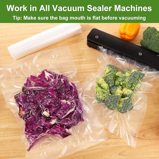 Moretoes Vacuum Sealer Bags, 6 Rolls 11" x 20' Food Vac Bags for Food Storage Saver, Commercial Grade Bag Rolls, BPA Free, Customized Size Bag for Sous Vide Cooking or Meal Prep