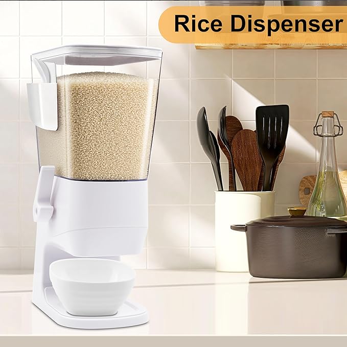 Cereal Dispenser Countertop 2Pcs, 3.2L Cereal Containers Storage Snack Dispenser with Bowls Spoons Cutlery Box, Dry Food Dispenser for Pantry, Storage Grains, Oatmeal Nut, Granola, White