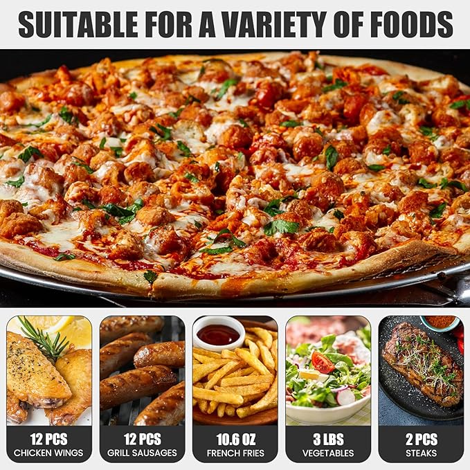 SIMOE Electric Pizza Oven,Indoor Pizza Oven with Handle & Removable Tray and 30mins Timer, Multifunctional Countertop Maker up to 12" for Kitchen, Camping,Party