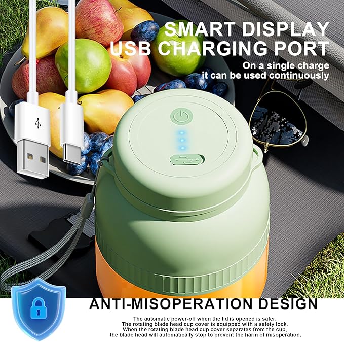Portable Blender Personal blenders, 20oz Mini Blender for Shakes and Smoothies, Strong Cutting Power with 10 Blades, 600Ml Traveling Fruit Veggie Juicer Cup for Home, Sport, Office, Camping
