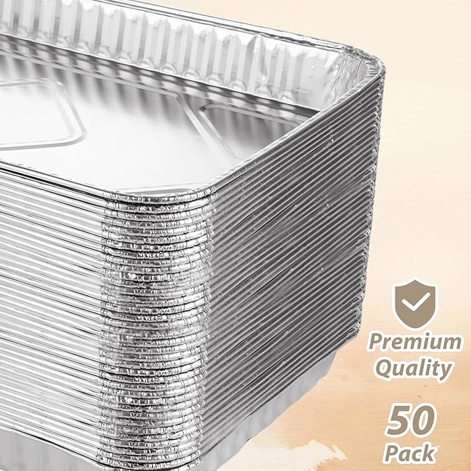CYEAH 50 Pcs Cookie Sheets for Baking, 12.6 x 8 in Aluminum Foil Pans Durable Nonstick Aluminum Foil Trays, Disposable Aluminumm Foil Grill Topper Pan for BBQ, Outdoor Cooking and Camping