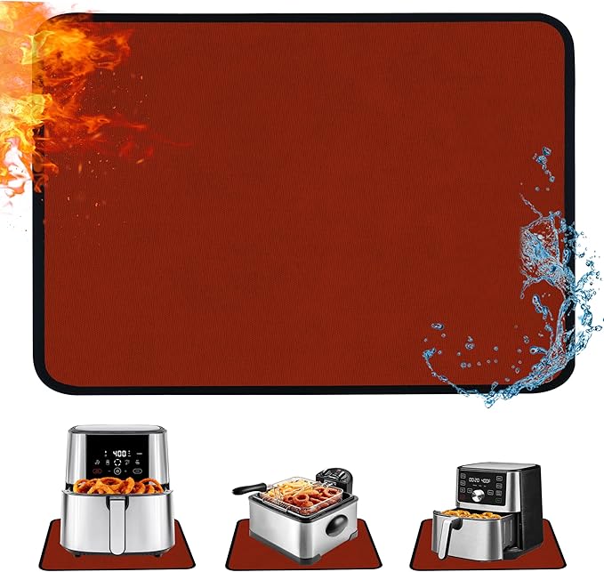 Heat Resistant Mats for Kitchen Countertop 21x29.5in,Coffee Mat,Coffee Bar Mat for Countertops,Air Fryer Deep Fryer Mat to Protect Quartz Countertop,Kitchen Hot Pad,Waterproof mat for Kitchen (Red)