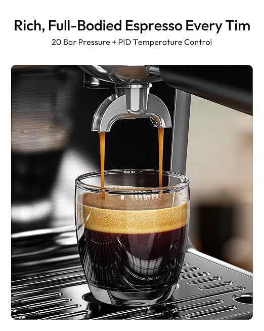 EUHOMY Espresso Machine with Grinder, 20 Bar Professional Espresso Coffee Maker for Home,with Milk Frother for Latte, Cappuccino & Barista-Style