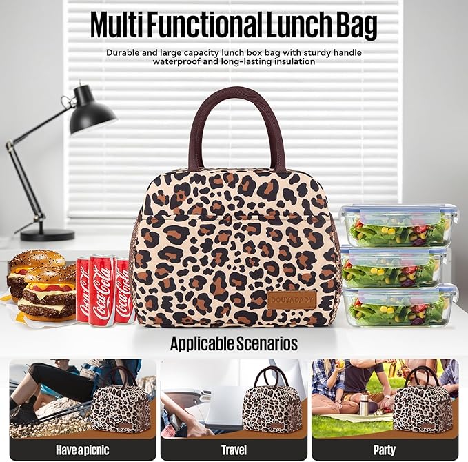 douyadady Lunch Bag Women/Men Lunch Box Women/Men (leopard)