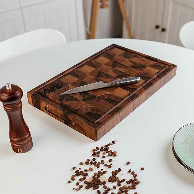 Handmade Personalized Walnut End Grain Cutting Board – Custom Engraved Wood Chopping Block, Perfect Gift for Home Chefs by GrainWoods (14x9x2 Inches)