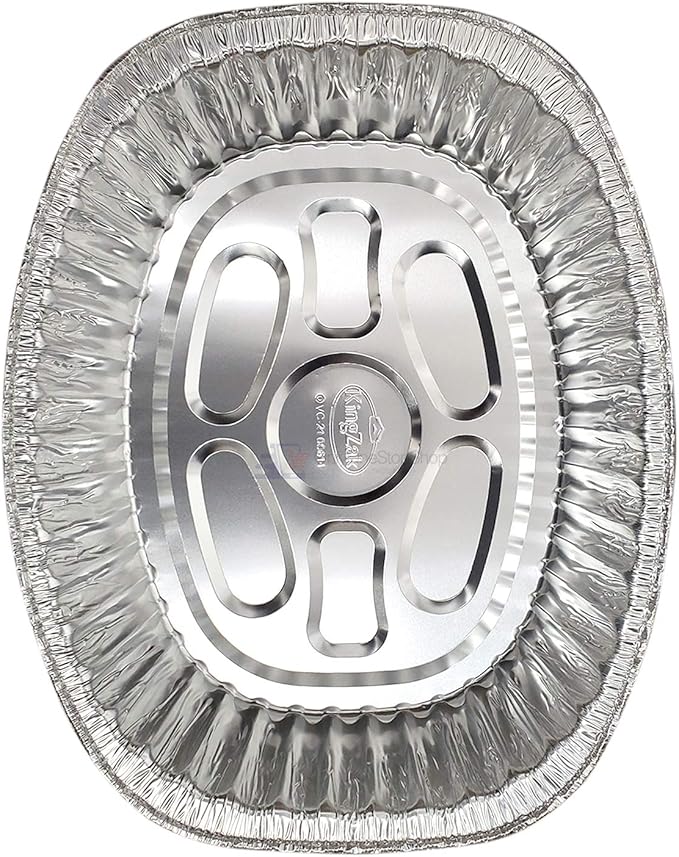 Disposable Oval Roasting Pan - Durable Turkey Roaster Pans Extra Large, Heavy-Duty Aluminum Foil, Deep, Oval Shape for Chicken, Meat, Brisket, Roasting, Baking, Recyclable (50)