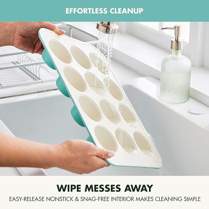 GreenPan Bakewell 12-Cup Muffin Pan, Healthy Ceramic Nonstick Bakeware, PFAS-Free Cupcake Mold, Durable Baking Tray, Versatile Kitchen Essentials, Easy Clean Ovenware, Turquoise