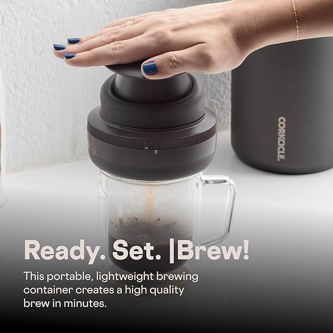 Corkcicle Coffee Palmpress - Single Serve - Portable Pour Over & French Press - Stainless Steel Filter - Collapsible - Holiday Gift - Great for Gifting Warmth - 8 oz - Espresso