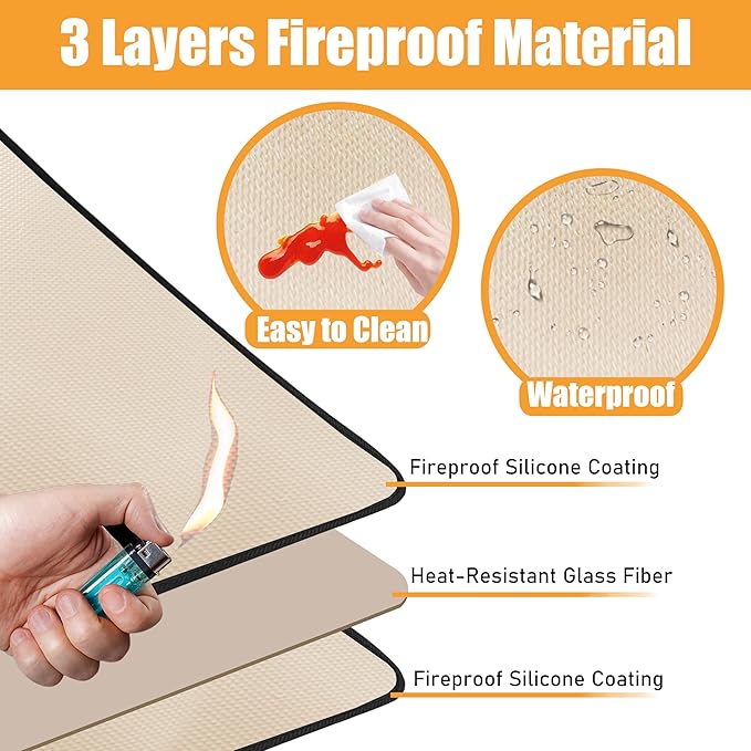 Heat Resistant Mats for Kitchen Countertop 21x29.5in,Coffee Mat,Coffee Bar Mat for Countertops,Air Fryer Deep Fryer Mat to Protect quartz Countertop,Kitchen Hot Pad,Waterproof mat for Kitchen (Khaki)