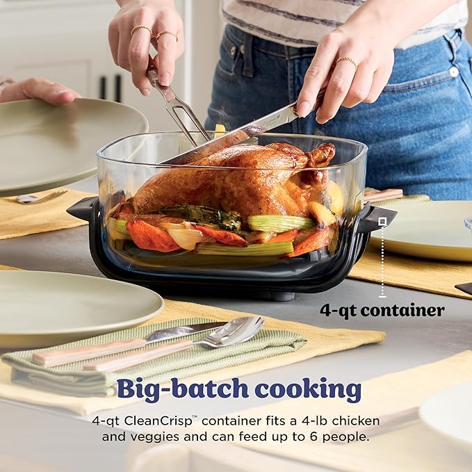 Ninja Crispi 4-in-1 Glass Air Fryer | 450°F | Non-Toxic | 4QT & 6-Cup Glass Containers w/Lids | Microwave, Freezer, Dishwasher Safe | Max Crisp, Air Fry, Bake, Recrisp | Frosted Lilac | FN101PR