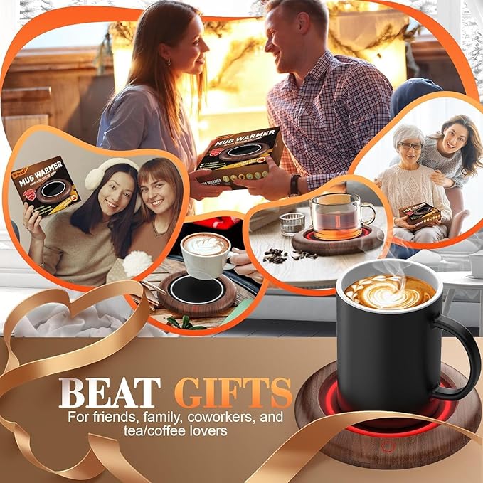 Coffee Mug Warmer, 40W Coffee Cup Warmer for Desk with 3 Temp Settings, Auto Shut Off, Mug Warmer for Home & Office, Smart Electric Beverage Warmer for Heating Coffee, Tea, Water, Milk and Coco
