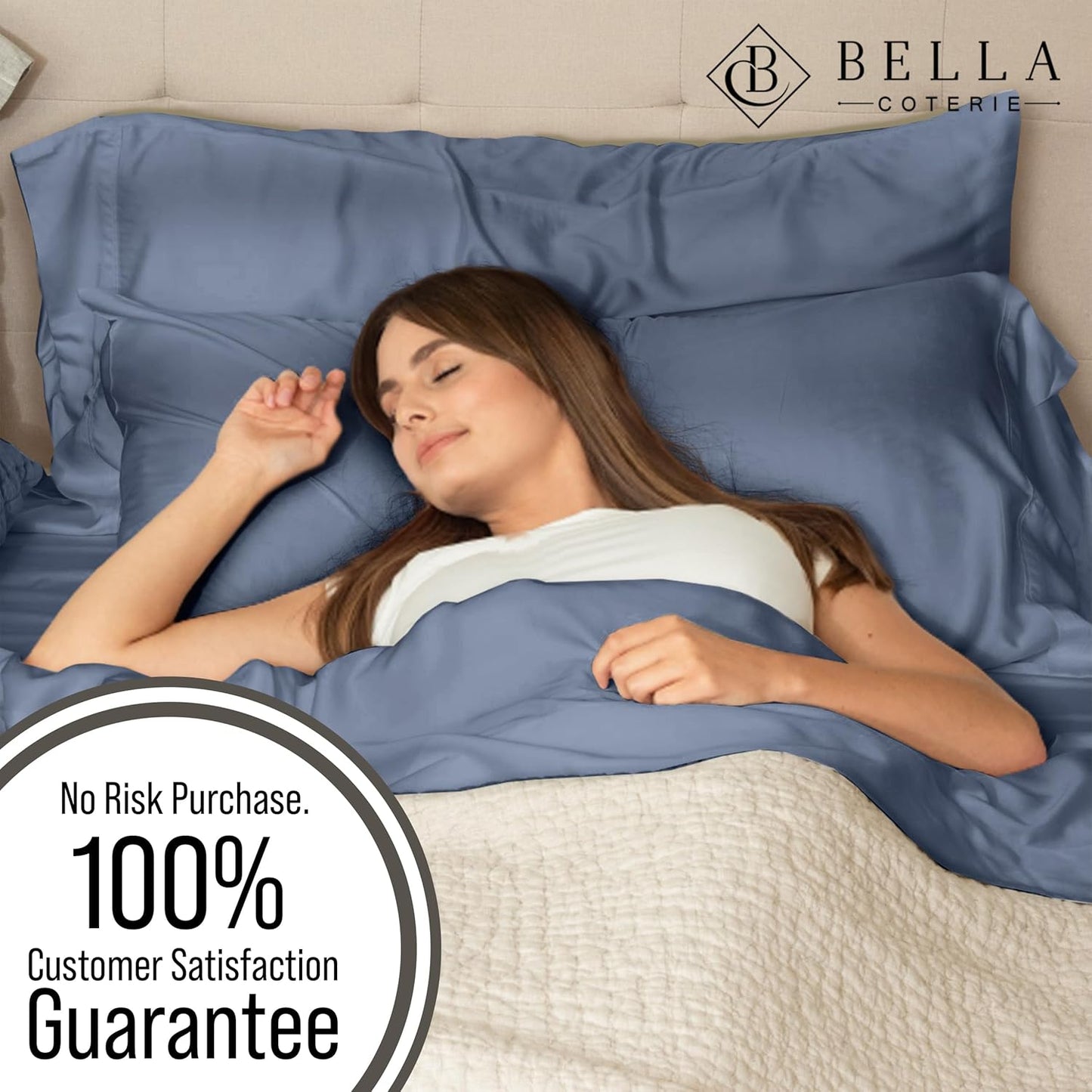 Bella Coterie Luxury Bamboo Viscose Queen Size Sheet Set | 100% Organically Grown | Ultra Soft | Cooling for Hot Sleepers | 18" Deep Pocket [Slate Blue]