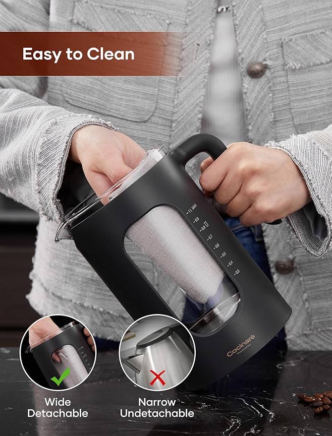 Electric Tea Kettle, INTASTING Glass Electric Kettle with tea Infuser and Precise knob temperature control, 1200W Fast Heating, BPA-Free, Easy to Clean, 1 Liter (Dark Gray)