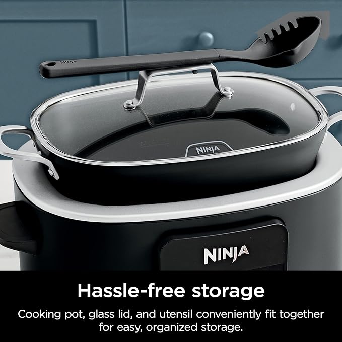 Ninja® 12-in-1 PossibleCooker™ PLUS | 8.5-qt - Sous Vide & Proof Multi-Cooker | Slow Cooker, Dutch Oven & More | Glass Lid & Integrated Spoon | Nonstick | Oven Safe Pot to 500°F | Black | MC1010