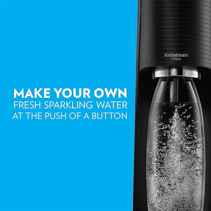 SodaStream Terra Sparkling Water Maker Bundle (Black), with CO2, DWS Bottles, and Bubly Drops Flavors & Art Sparkling Water Maker Bundle (Black), with CO2, DWS Bottles, and Bubly Drops Flavors