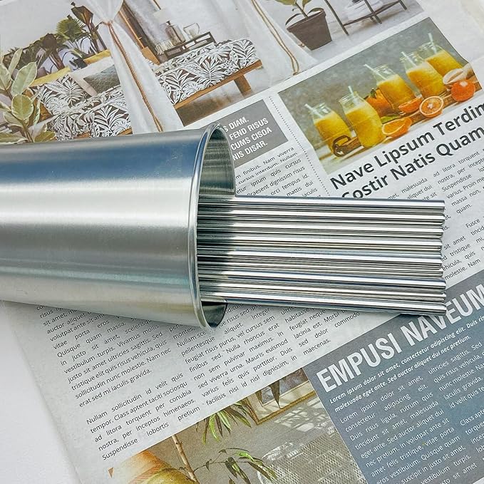 Stainless Steel Straw 24pcs In Bulk.Ultra Long 10.5" Reusable Straight Metal Straws in Bulk Order for Drinks (10.5" - Silver, 24pcs - Straight)