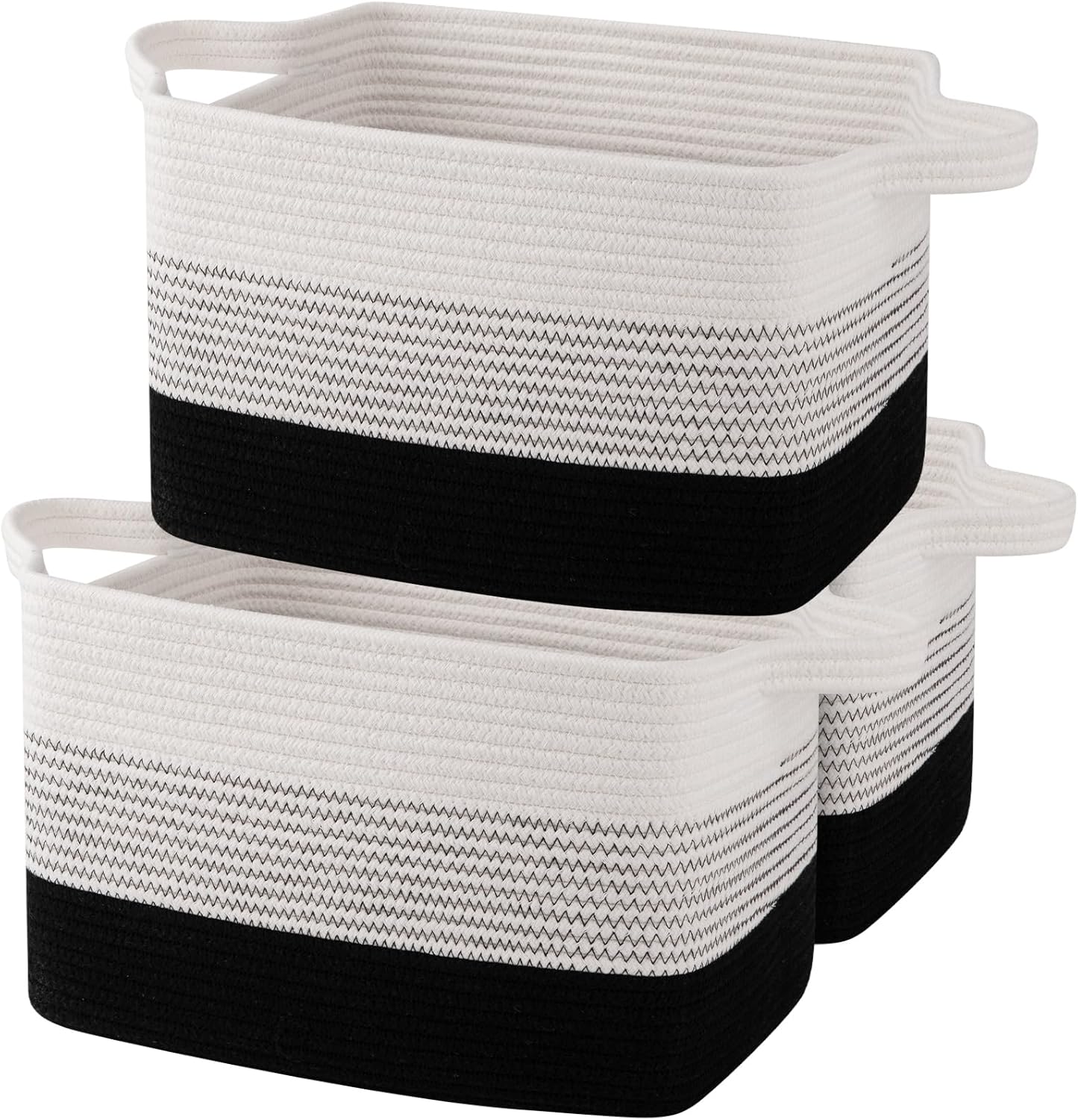 OIAHOMY Storage Basket, Woven Baskets for Storage, Cotton Rope Basket for toys,Towel Baskets for Bathroom - Pack of 3, Gradient Dark