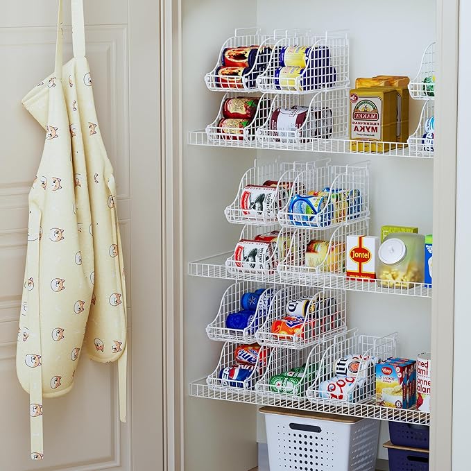 Sonyabecca 3-Pack Soda Can Organizer for Pantry, Stackable Can Storage Organizer Pantry, Canned Food Storage Basket With Handles for Pantry Kitchen Countertop Cabinet Patent Pending