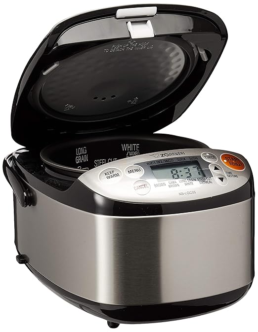 Zojirushi EP-PBC10 Gourmet d'Expert Electric Skillet & NS-LGC05XB Micom Rice Cooker & Warmer, 3-Cups (uncooked), Stainless Black
