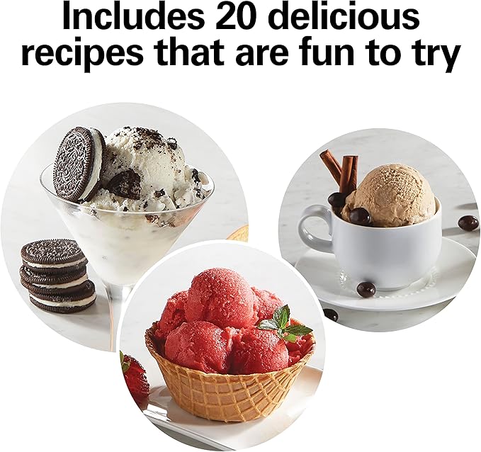 Hamilton Beach Electric Automatic Ice Cream Maker & Frozen Yogurt Machine, Makes Custard, Sorbet, Gelato and Sherbet, 4 Quart, White (68330N)