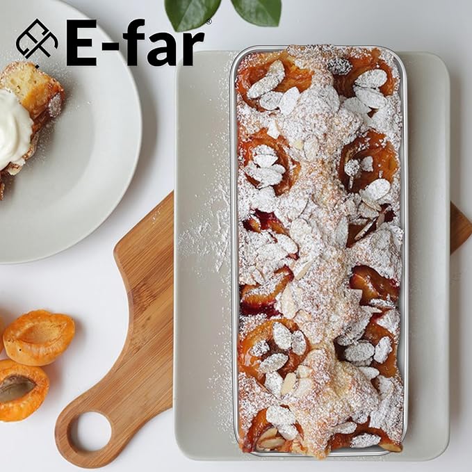 E-far Loaf Pan for Homemade Bread-3 Pack, 12” x 5” Large Stainless Steel Loaf Pans, Long Metal Bread Baking Mold for Banana Cake Meatloaf Sourdough Lasagna, Nontoxic & Dishwasher Safe