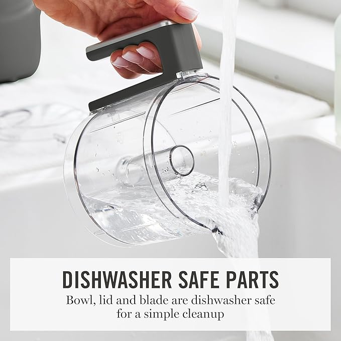Martha Stewart 3 Cup Electric Food Chopper, Vegetable & Herb Mini Food Processor, 24oz BPA-Free Bowl, Stainless Steel Blades, Pour Spout, Dicing, Mincing, Chop & Puree, Dishwasher Safe, Caviar