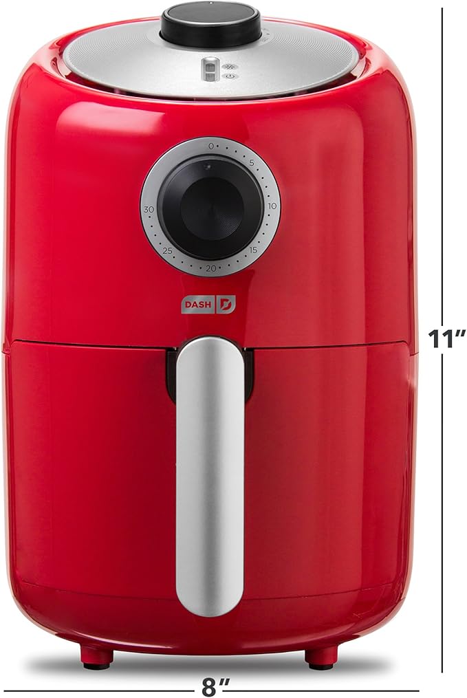 Dash Compact Air Fryer - Healthy Cooking with Auto Shut-Off Feature, Adjustable Temperature Control & Nonstick Fry Basket - Has AirCrisp® Technology - 2 Quart - Red