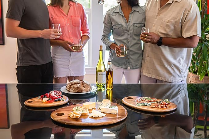 PICNIC TIME NCAA Washington & Lee Generals Pebble Acacia Charcuterie Board 18" x 15", Cheese Board, Wood Serving Platter, (Natural Acacia)