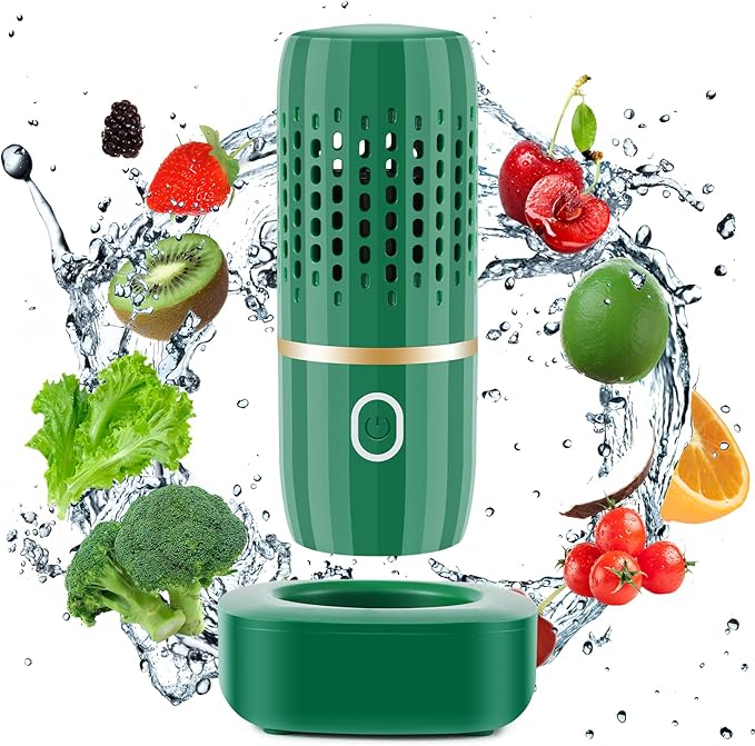 Cudinham Fruit and Vegetable Purifier Cleaner Washing Machine Capsule Shape Disinfection OH-ion Purification Technology for Cleaning Veggie Grains Rice Meat Seafood, Green