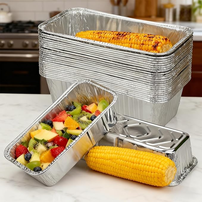 Findful Disposable 2Lb Loaf Pans, 100 Pack Aluminum Bread Pans for Baking - 8.5" x 4.5" x 2.5" Foil Pans Perfect for Banana Bread, Cakes, Meatloaf & Food Serving