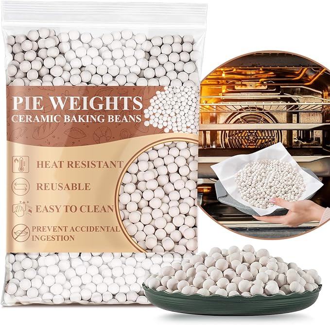 Sukh 1.94LB Pie Weights for Baking - Pie Crust Weights Ceramic Baking Beans for Reusable Natural Ceramic Stoneware Homemade Kitchen Must Have Round Household Steam Oven Stone