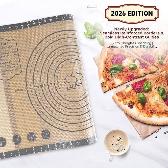 Baking Mat, 26" x 16" Large Silicone Non-slip Baking Pastry Mat with Measurement, Non Stick Silicone Mats for Kitchen Counter, Fondant Mat, Counter Mat, Dough Rolling Mat, Oven Liner, Pie Crust Mat