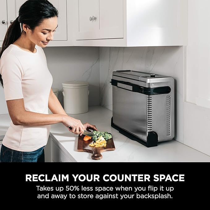 Ninja Digital Air Fryer & Toaster Oven | 8-in-1 Functionality | Flip-Up Design | XL Capacity | Air Fry Basket, Sheet Pan, Wire Rack & Crumb Tray | 1800 Watt | Silver | SP101