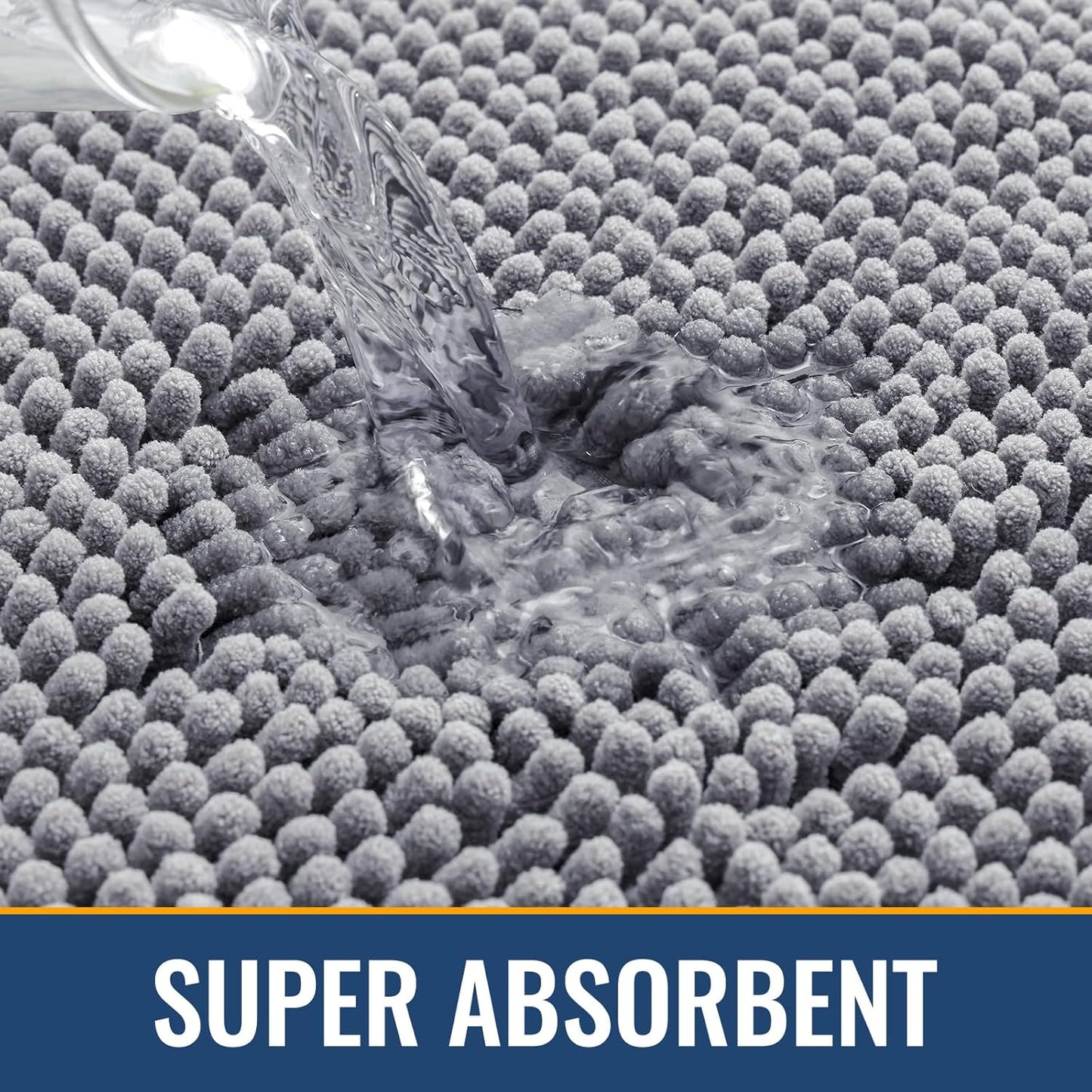 Arotive Bathroom Rugs 36x24, Extra Soft Absorbent Shaggy Chenille Bath Rugs, Machine Washable Rubber Backing Non-Slip Bath Mats for Bathroom Floor Tub and Shower, Home Decor Accessories, Grey
