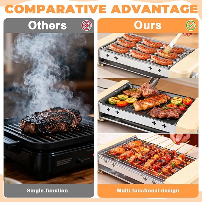 Electric Hot Dog Roller Machine,3 in 1 Indoor Grill with 360° Rotating Tray (9 Sausages) & Removable Grills Net & Nonstick Plate,Hot Dog Roller Grill Sausage Grills for Family BBQ Party