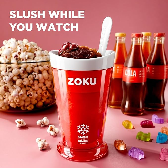 ZOKU Original Slush and Shake Maker, Slushy Cup 3 Pack for Quick Frozen Homemade Single-Serving Slushies, Fruit Smoothies, and Milkshakes in Minutes, Blue/Red/Green Set of 3