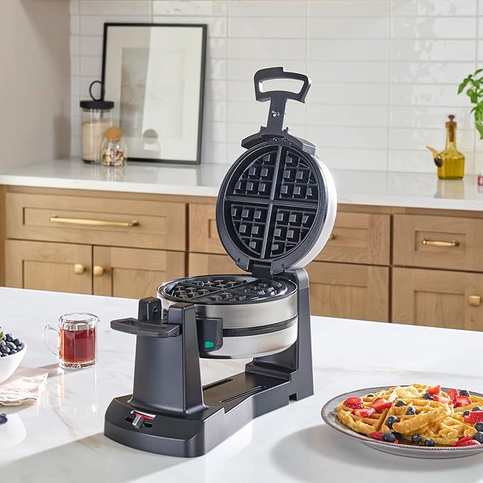 Cuisinart Double Flip Belgian Waffle Maker, WAF-F40NAS, Stainless Steel, Grey and Black