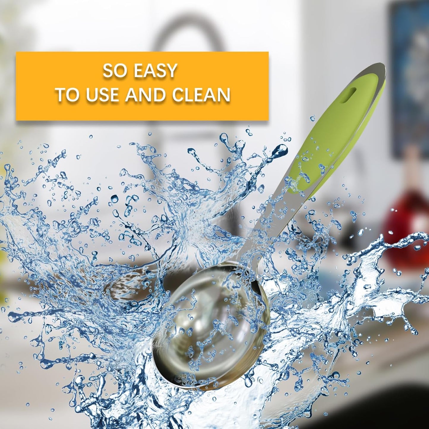1PCS 1 Tbsp(3tsp, 1/2oz, 15ml) Single Measuring Spoon with Green Silicone Grip, Stainless Steel Individual Measure Scoop Only