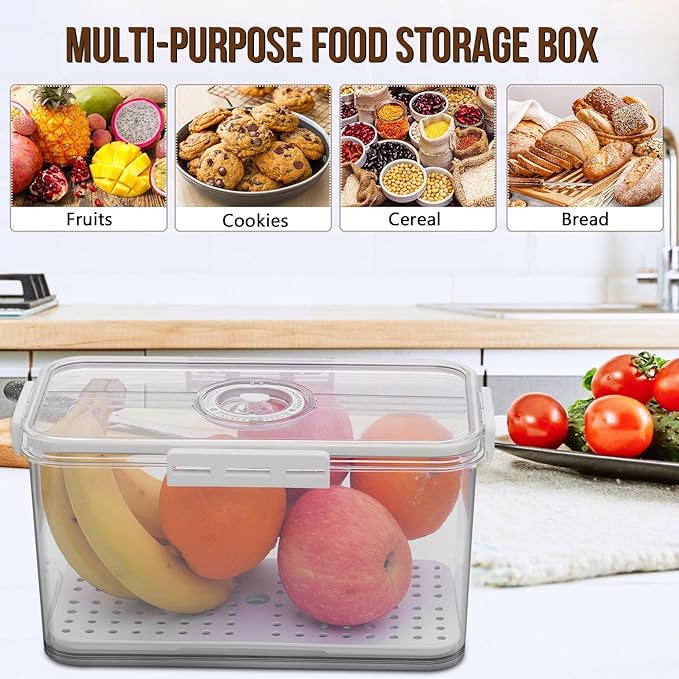 Gifhomfix Bread Box Bread Boxes for Kitchen Counter Airtight, Time Recording Bread Storage Container with Lid, Bread Keeper for Homemade Bread, Toast, Bagel, Donut and Cookies, White