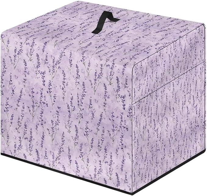 Purple Lavender Flower Print Meat Slicer Cover with Organizer Pocket, Fit for Elite for Standard Meat Slicer, Dust-proof Slicer Machine for Home Food Slicer, 16x13x13 Inch (Only Cover)