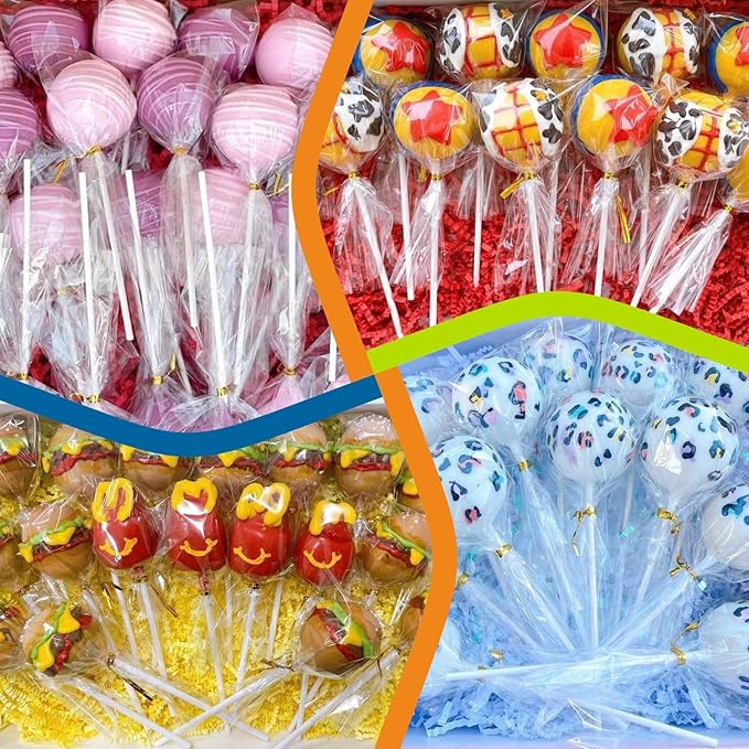 500 Count 6 INCH White Paper Lollipop Sticks,Cake Pop Sticks,Sucker Sticks for Cookies,Rainbow Candy,Chocolate,Cake Topper(Dia 4mm)