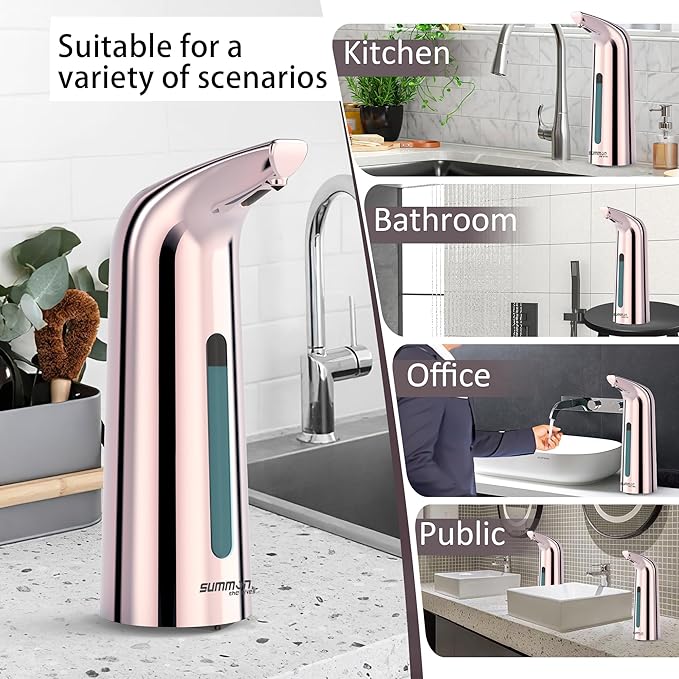 Automatic Soap Dispenser Touchless,400ML Hand & Dish Countertop Electric Liquid Rechargeable Dispenser with Sensor,Modern 4 Gear Adjustable Waterproof Kitchen Auto Soap Pump
