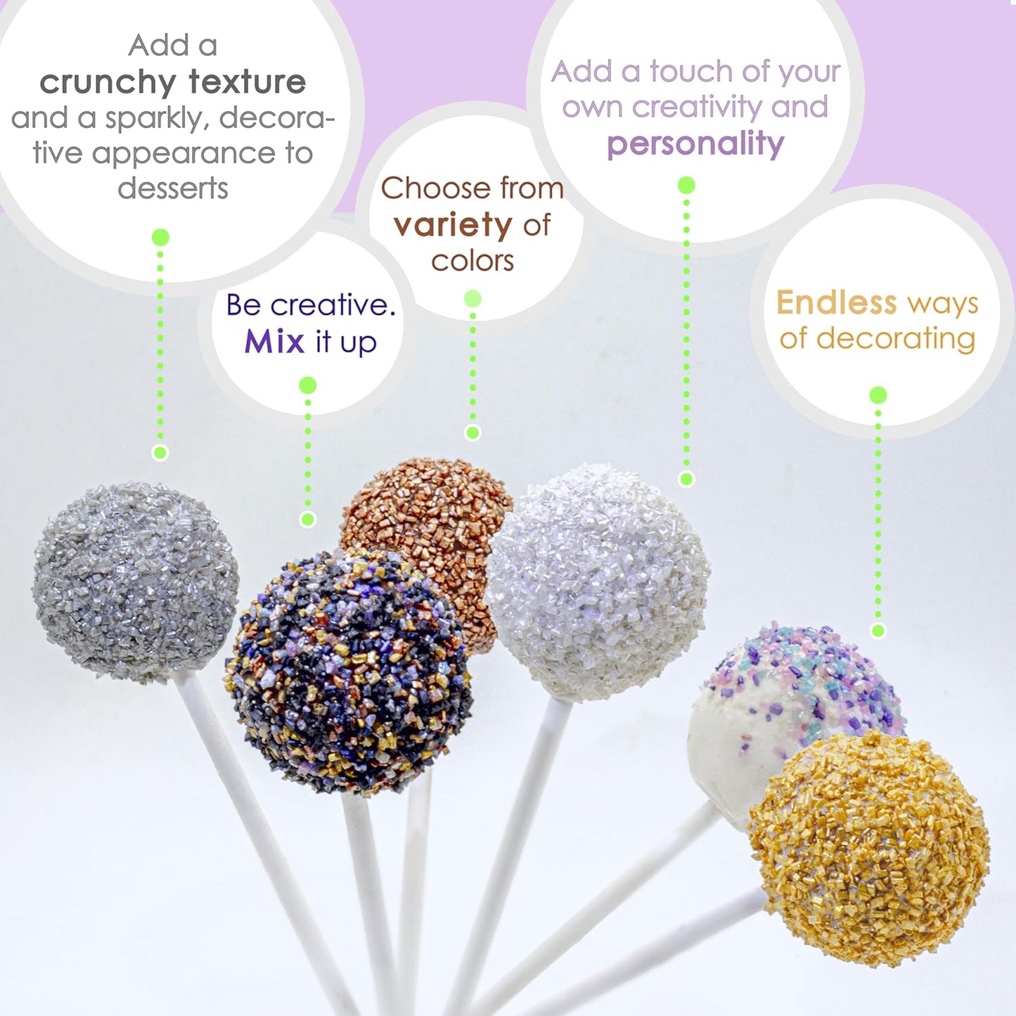Bakerpan Pearlized Sugar Sprinkles for Baking - 5 Ounce - Sparkling Silver Decorating Sugar Crystals for Cookies, Cake Pops, Ice Cream (Made in USA)