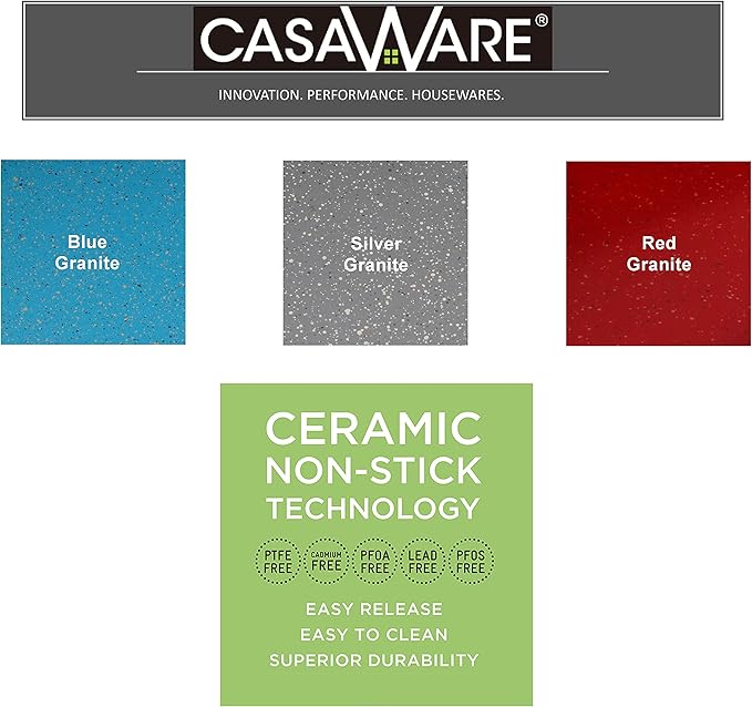casaWare Jumbo Muffin Pan 6 Cup Ceramic Coated Non-Stick (Blue Granite)