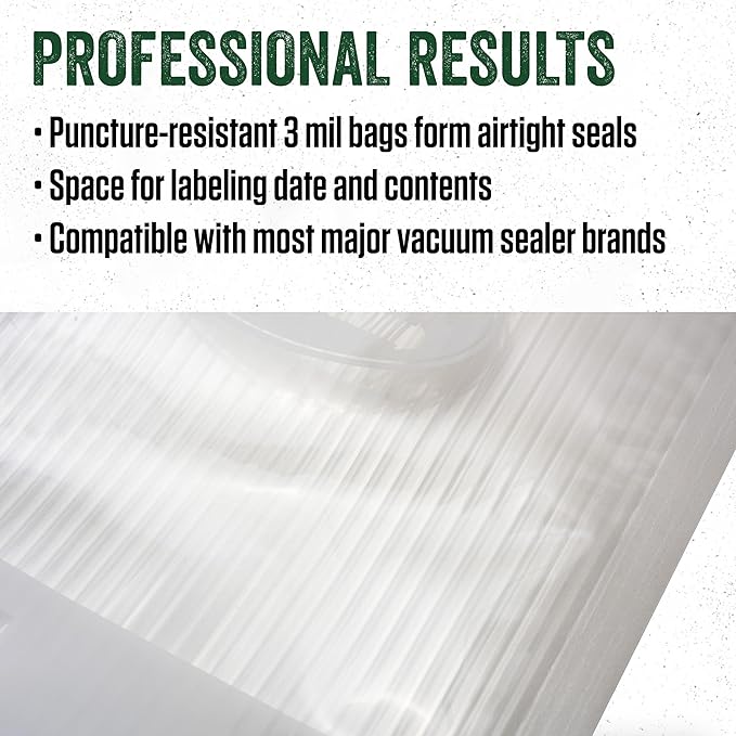 LEM Products Gallon Zipper Top Vacuum Sealer Bags, 11 x 16 Inches, Compatible with Most Major Vacuum Sealer Brands, 20 Count