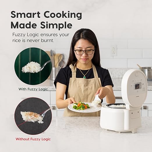 IRIS USA Micom Japanese Rice Cooker, 3-Cup Uncooked/6-Cup Cooked, Fuzzy Logic Kitchen Appliance with Recipe Presets, Slow Cooker, Steamer, Hot Pot & Warming Function, Compact & Portable for Healthy Meal Prep