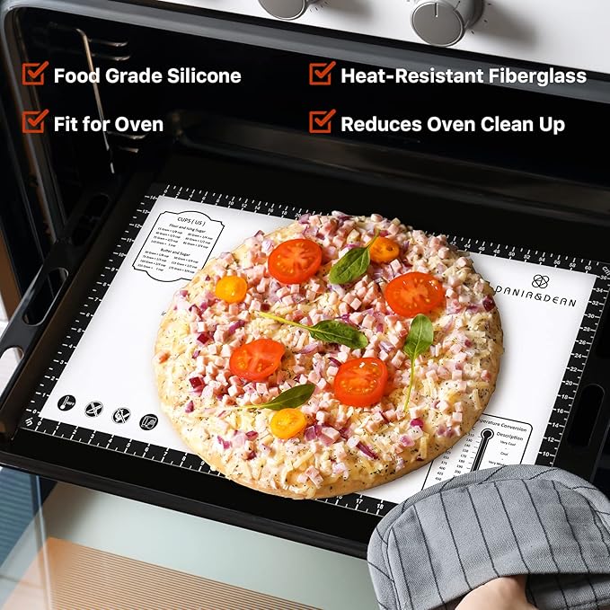 Pastry Mat, 28" x 20" Food Grade Silicone Extra Large Non Stick Baking Sheet Mat with Measurement for Making Cookies,Macarons,Bread and Pastry